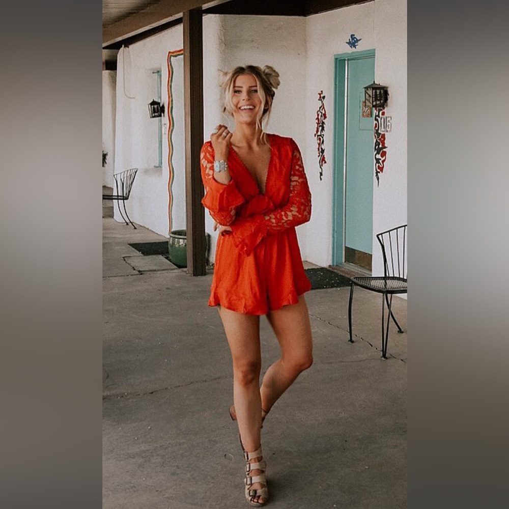 COPY - Margot red lace romper